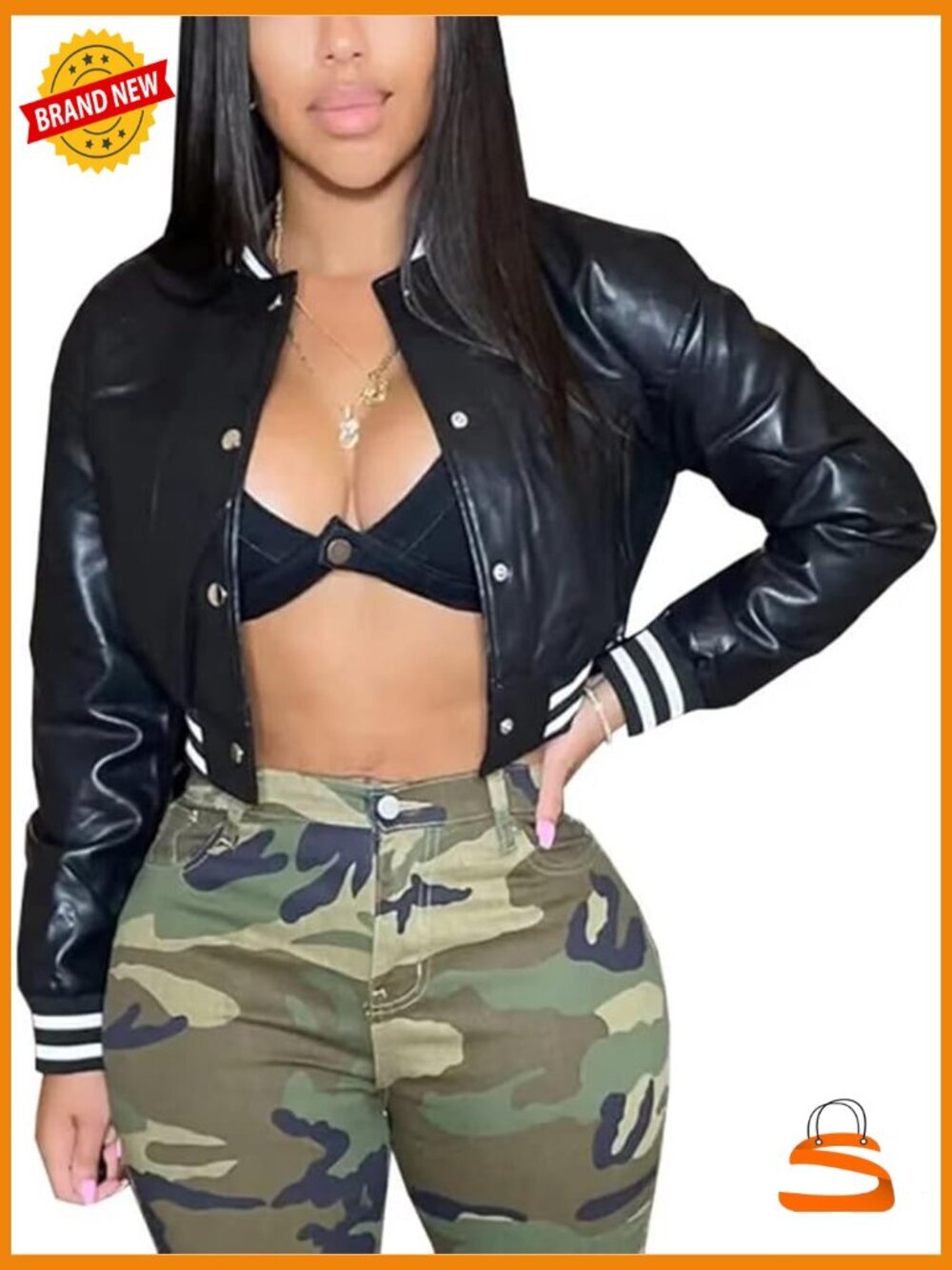 Varsity Jacket Long Sleeve Button Down Bomber Casual Streetwear